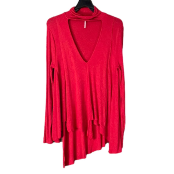 Free People Uptown Turtle chocker neck long sleeve red top Size XS - Picture 1 of 13